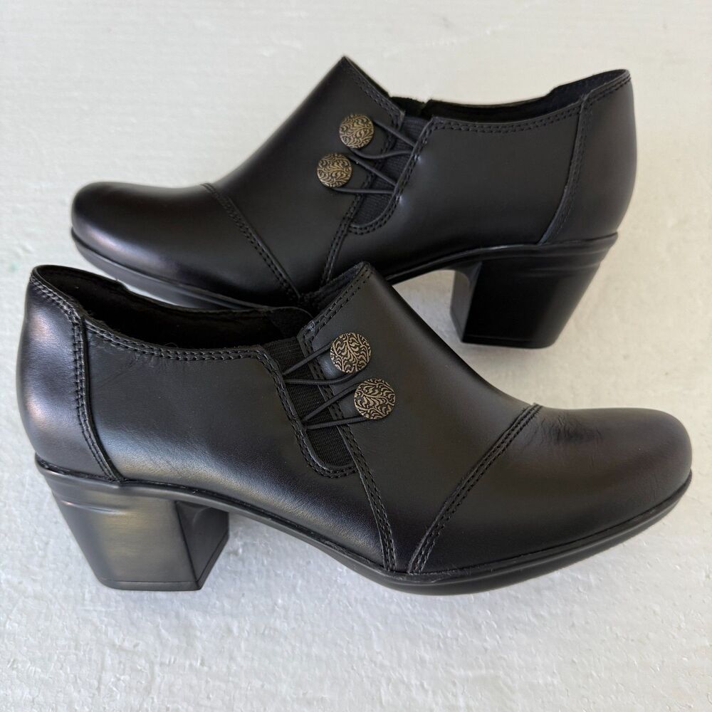 Clarks Women's Emslie Warren Slip On Bootie Black Size 7 M NEW